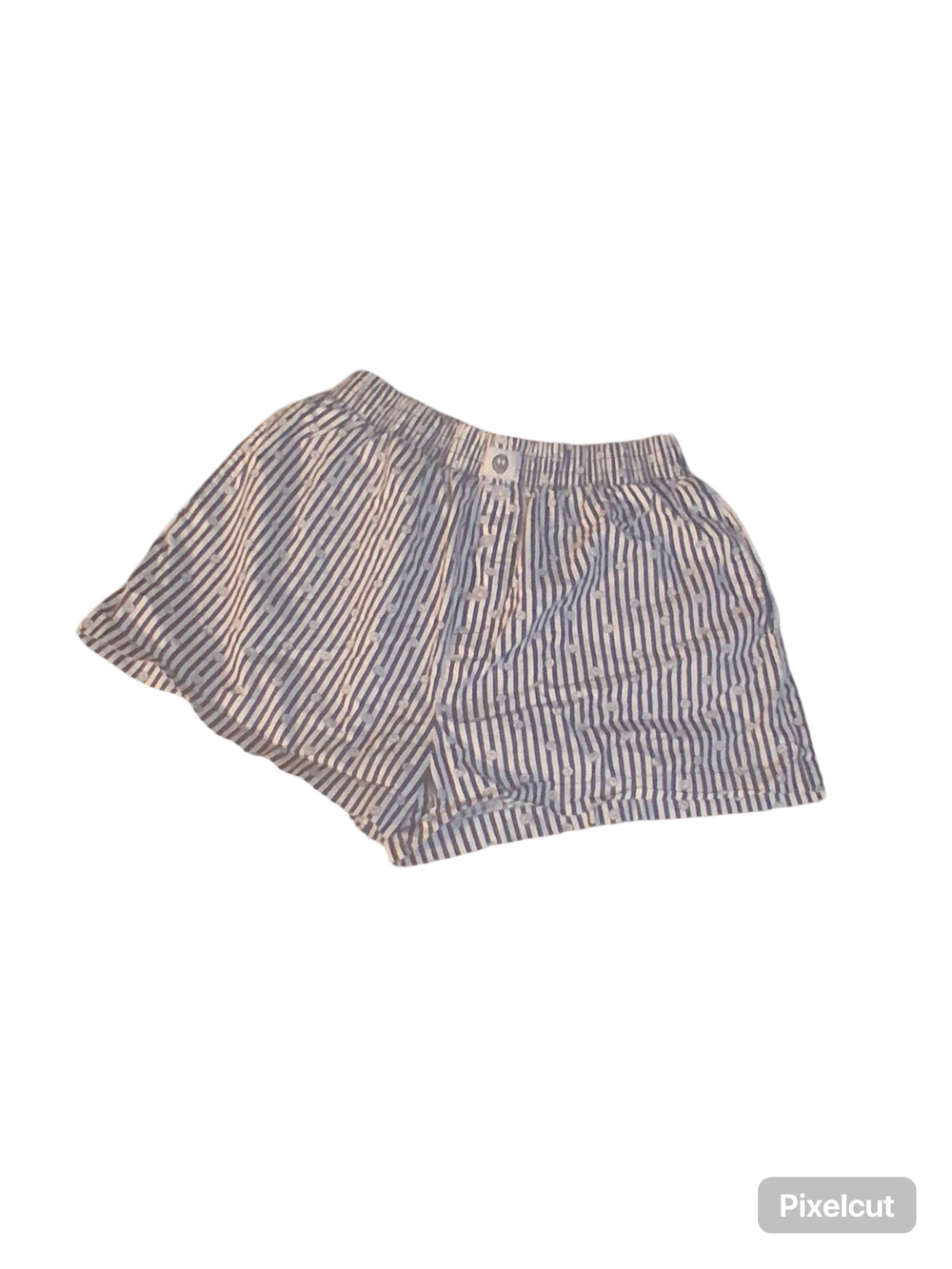 Striped Blue and White Cotton Lounge Shorts - Classic Sleepwear